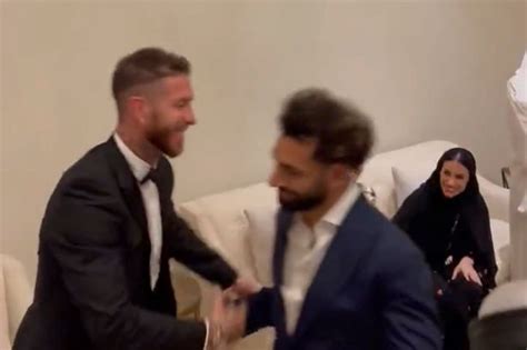 Mohamed Salah in awkward exchange with Sergio Ramos as he hugs old ...