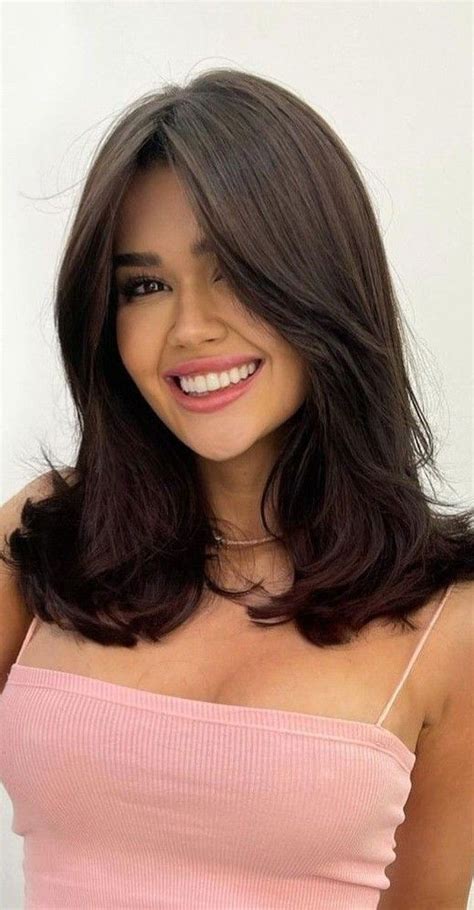 50+ New Haircut Ideas for Women to Try in 2023 : Cute Curtain Bang Dark ...