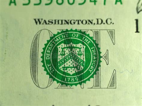 Close-up Detail of United States One Dollar Bill Treasury Seal Stock Image - Image of green ...