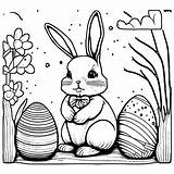 Easter Bunny Coloring Page · Creative Fabrica sketch template