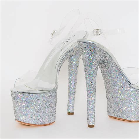 Charis Clear Silver Glitter Platform Heels