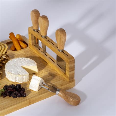 Bamboo Wood Cutting Cheese Board set with Knife – SOE Middle East