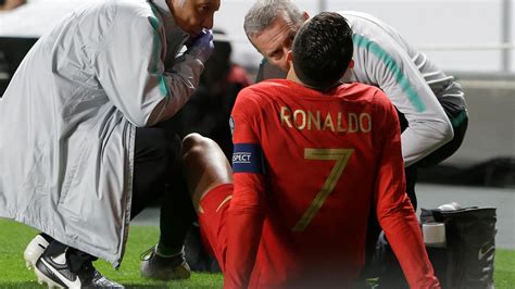 Cristiano Ronaldo leg injury Portugal vs Serbia Euro qualifying