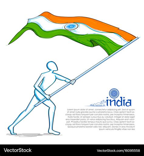 Man hoisting indian flag celebrating independence Vector Image