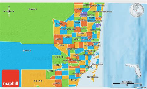 Political 3D Map of ZIP Code 33055