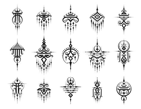 Sacred oriental thai symbols, black motifs 46631384 Vector Art at Vecteezy