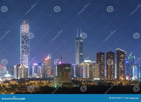 Skyline of Shenzhen City, China. Stock Image - Image of border ...