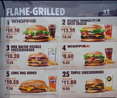 Burger King NZ Menu Prices