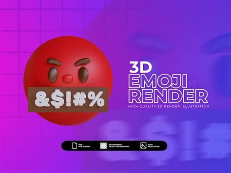 Premium PSD | 3d render cute angry face emoji