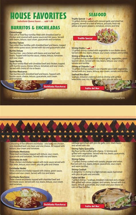 La Fiesta menu in Maumee, Ohio, USA