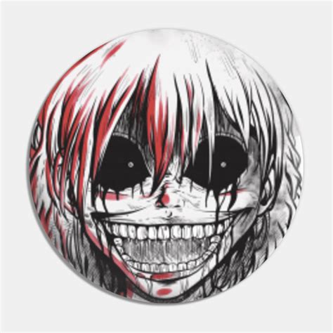 Bloody Horror Smile Anime Character Creepy Halloween - Bloody Face - Pin | TeePublic