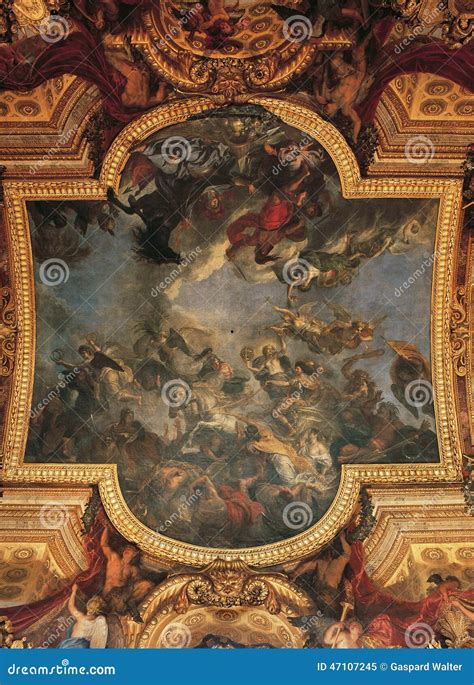 Hall of Mirrors Ceiling Versailles Palace Editorial Image - Image of ...