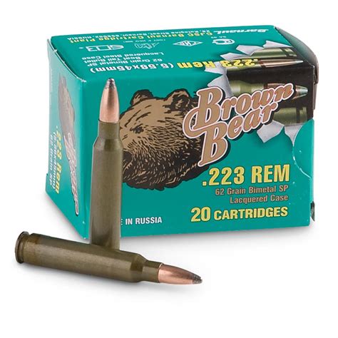 Brown Bear, .223 Remington, SP, 62 Grain, 500 Rounds - 147949, .223 Remington Ammo at Sportsman ...