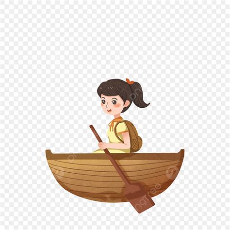 Row Boat PNG Picture, Cartoon Girl In Rowing Boat Free Illustration, Boat Clipart, Boat, Cute ...