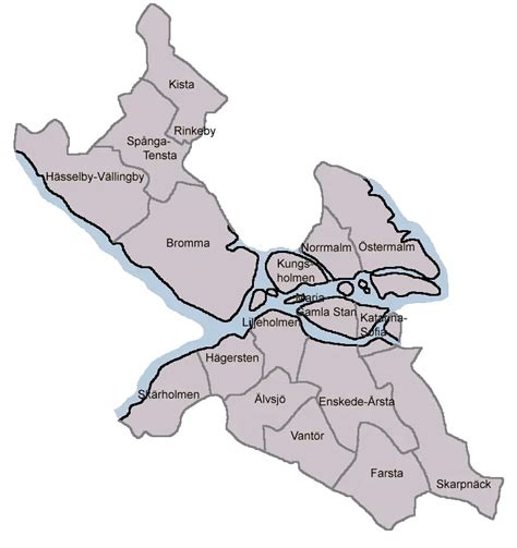 Sweden Stockholm Districts Map - Mapsof.Net