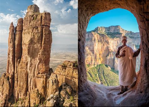 The Abune Yemata Guh monastery in Ethiopia which sits inside a cave 2,580 m high and dates back ...