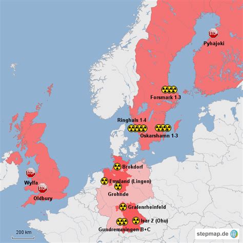 StepMap - Atomkraftwerke von E.ON - Landkarte für Europa