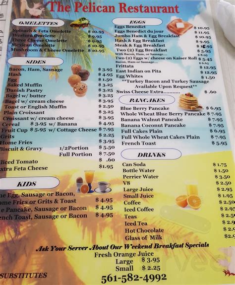 Menu for Pelican Restaurant in Lake Worth, FL | Sirved