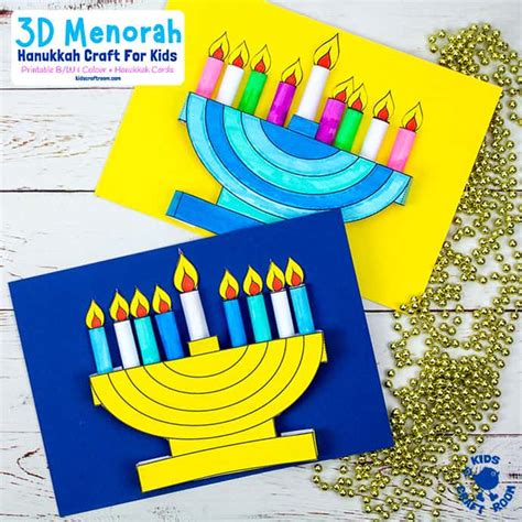 3D Hanukkah Menorah Craft With Printable Template - Kids Craft Room