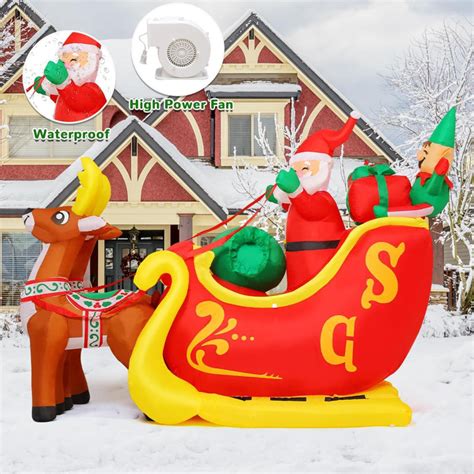 GOOSH Christmas Inflatable 7.2FT Santa Sleigh Inflatable Santa Sleigh Outdoor Christmas ...