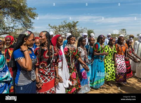 Colourful dressed women at a tribal festival, Sahel, Chad, Africa Stock Photo - Alamy