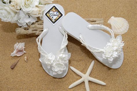 Bridal Flip Flops Bridal Sandals Beach Wedding Ivory Flip