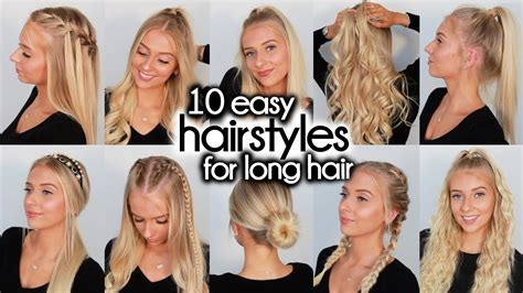 10 Easy Hairstyles for LONG Hair - YouTube