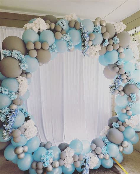 Beautiful Baby Shower Balloon Hoop | Blue party decorations, Balloons, Baby shower balloons