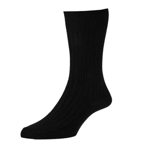 Plain Black Classic Rib Executive Men's Socks by HJ Hall from Ties Planet UK