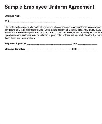 Employee Uniform Deduction Form