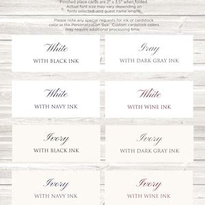 PRINTED Place Cards With Custom Fonts and Colors, Custom Place Cards, Wedding Guest Name Cards ...