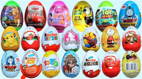 20 Surprise Eggs, Kinder Surprise Cars 2 Thomas Spongebob Disney Pixar ...