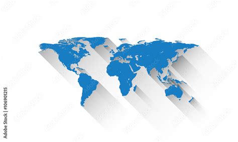 Vector blue world map illustration. Stock Vector | Adobe Stock