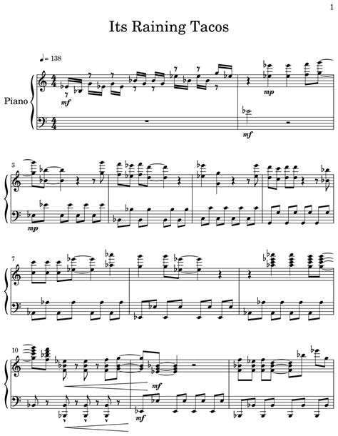 Its Raining Tacos - Sheet music for Piano