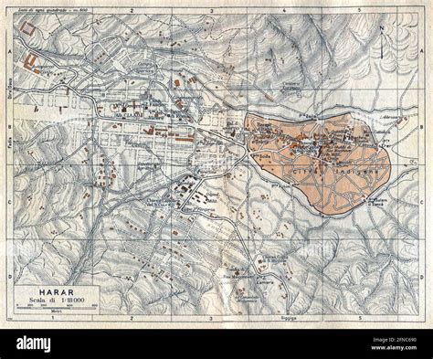 Ancient map of Harar, Ethiopia (image from Italian Eastern Africa guide book 1938 edition Stock ...