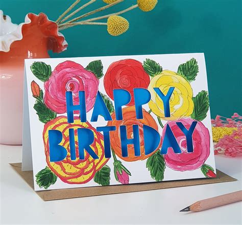 June Birth Flower Birthday Card | Miss Bespoke Papercuts