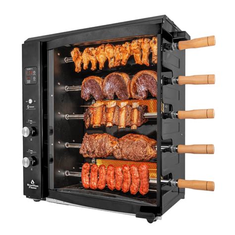 BRAZILIAN FLAME- Gas Rotisserie Grill 5 Skewer (With Upper Tray ...