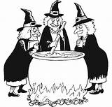 3 Witches Around Cauldron sketch template