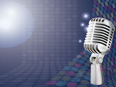 Modern Microphone Powerpoint Templates - Blue, Music Backgrounds