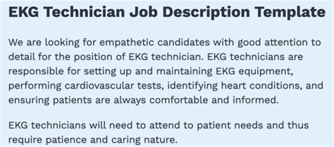 EKG Technician Job Description | Template,Responsibilities & Skills