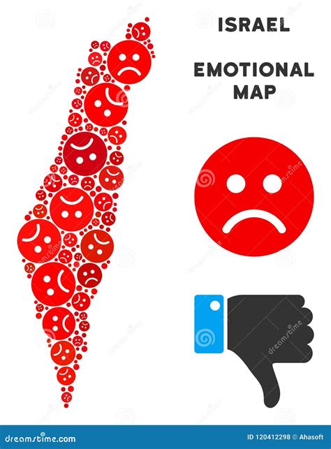 Vector Emotioneel Israel Map Mosaic Van Droevige Emojis Vector ...