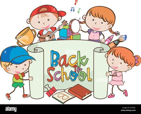 Back to School Banner with Kids illustration Stock Vector Image & Art - Alamy