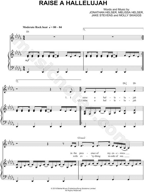 Bethel Music "Raise a Hallelujah" Sheet Music in Db Major (transposable ...