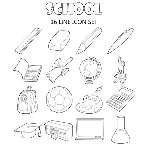 School icons set, outline style 4221696 Vector Art at Vecteezy