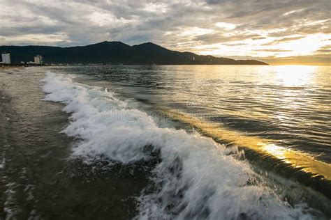 Sunrise with Orange Sky in Da Nang Beach - Vietnam Landscape Stock Image - Image of lake ...