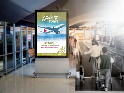 Free Airport Digital Signage Mockup PSD - Designbolts