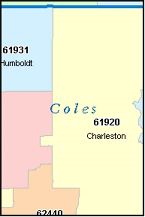 COLES County, Illinois Digital ZIP Code Map