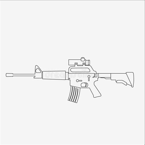 M16 Icon. Machine Gun Outline Stock Illustration - Illustration of outline, carbine: 101400499