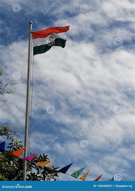 India National Flag Hoisting - Tricolour Stock Image - Image of ...