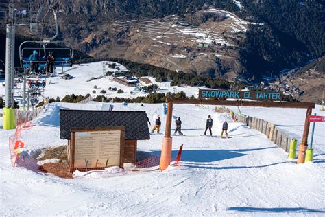 Grandvalira, Andorra . 2021 march 1 . Snow Park at the Grandvalira Ski Resort in winter 2021 ...